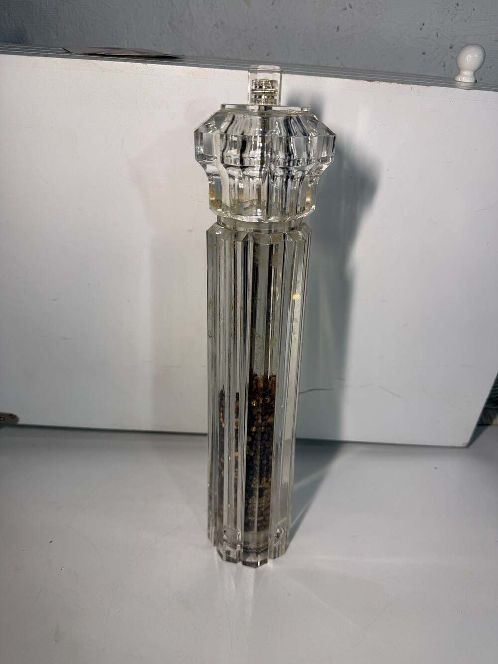 Vintage Olde Thompson Clear Acrylic Cut Lucite Pepper Mill Grinder Made in USA